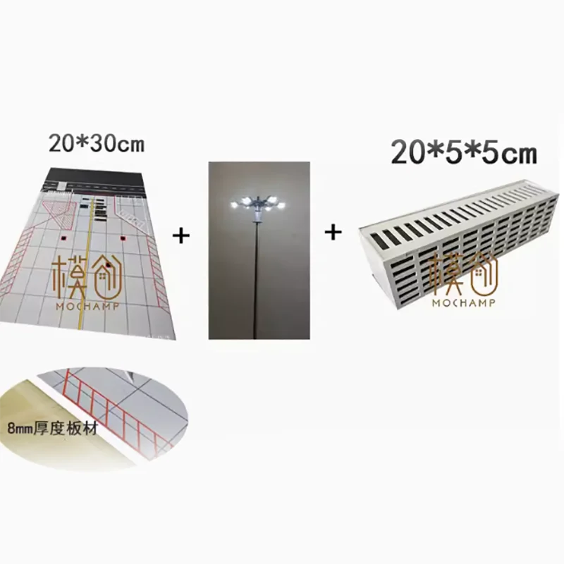 Simulation Airport Parking Model Decoration 1:400 Passenger Aircraft Parking and Lights and Rectangular/Shaped Terminal Lights