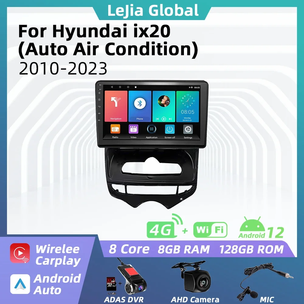 2 Din Multimedia for Hyundai ix20 ix-20 2010-2023 Auto AC Android Car Radio Stereo Carplay Navigation Autoradio GPS Head Unit