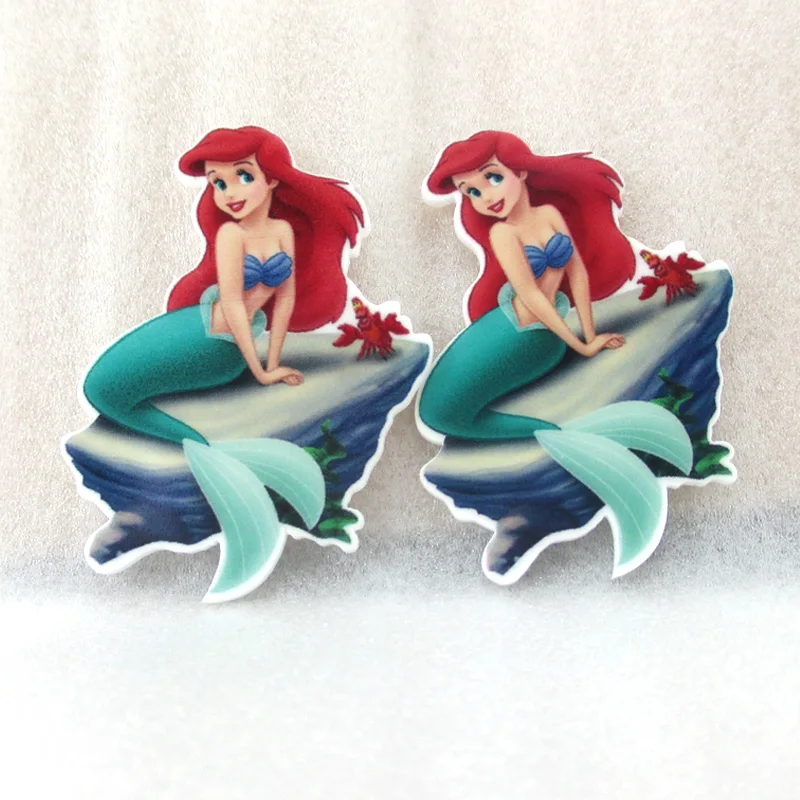 Disney Princess Ariel Little Mermaid 5pcs/lot Planar Resin Flatback Craft Supplies Cabochon Scrapbook DIY Hair Bow Bag Acrylic