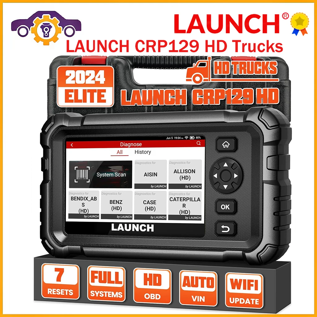 Launch CRP129 HD Heavy Duty Truck Scanner with 7 Reset Function OE-Level Full System Diagnostic DPF Regeneration