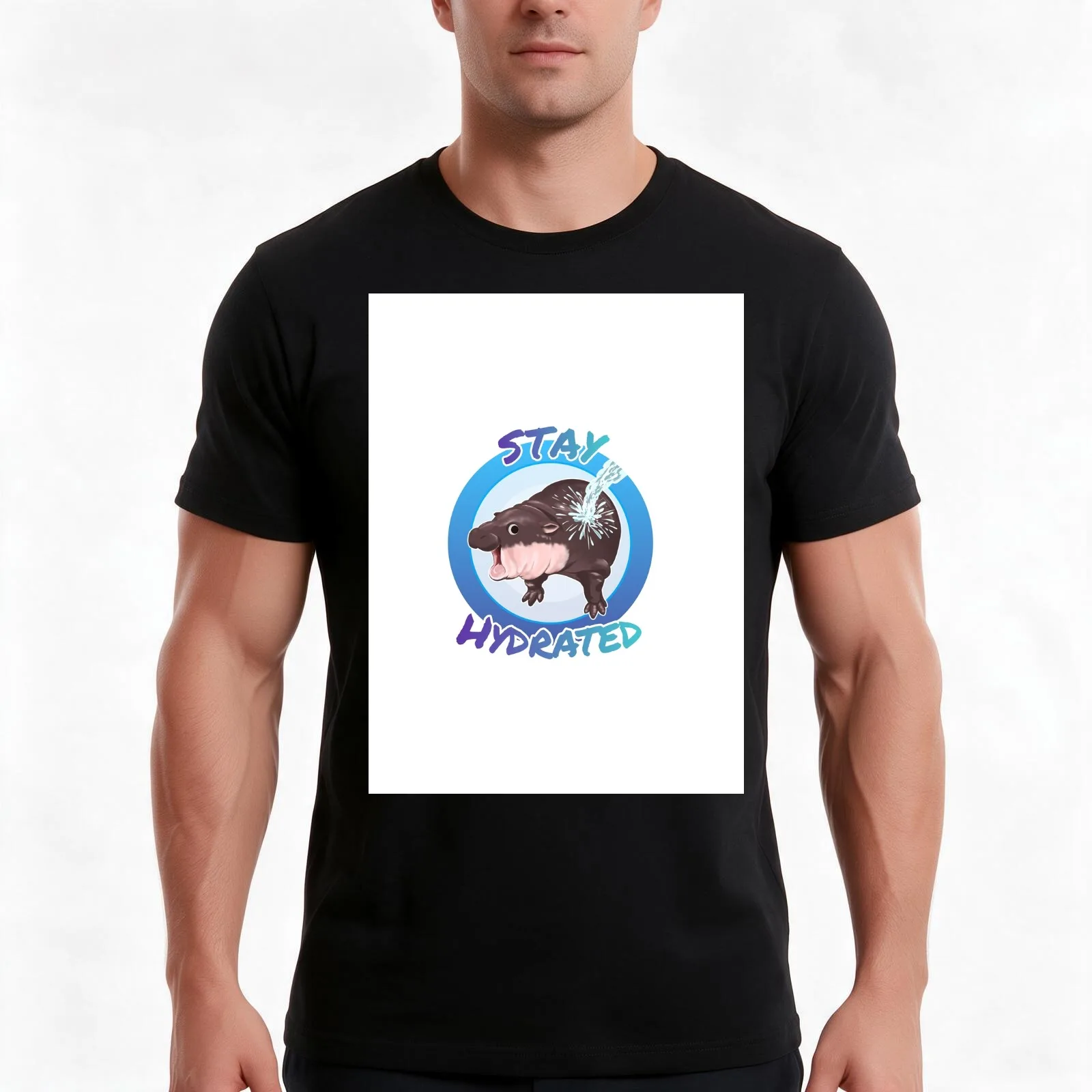 Moo Deng baby hippo Stay hydrated T-Shirt Summer Casual Cotton Tee Oversized Streetwear Tops Vintage Graphic Print