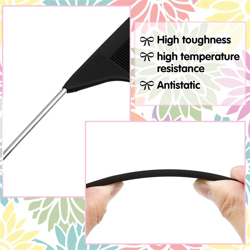 30 Stück Trenn kamm für Zöpfe Haar Ratten schwanz Kamm Stahl Pin Ratten schwanz Kohle faser hitze beständige necken Kämme (schwarz)