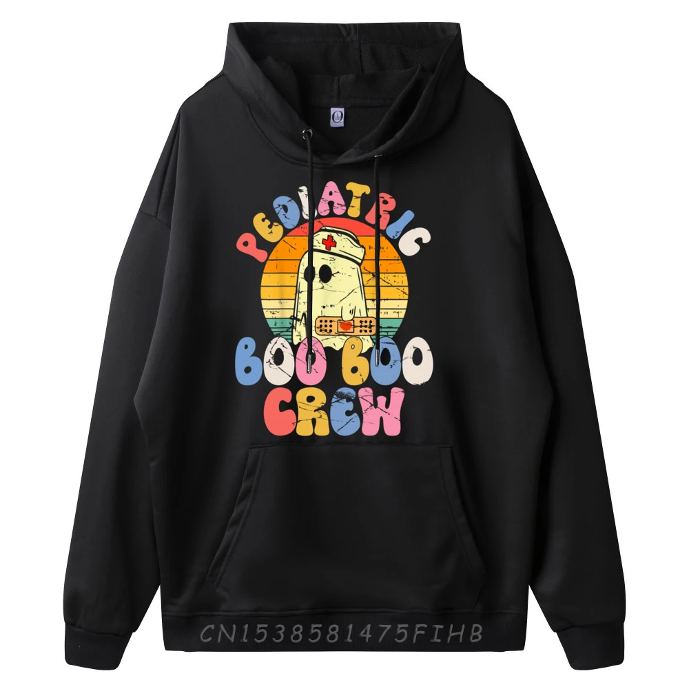 Groovy Ghost Halloween Pediatric Rn Nurse Boo Boo Crew Luxury Hoodie Men High Quality Sweatshirts Hip Hop