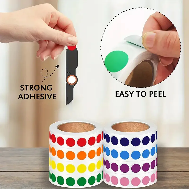 random color13MM1000Pcs/Roll Color Coding Dot Stickers 15 Colors Self Adhesive Round Labels for File Classification Organization