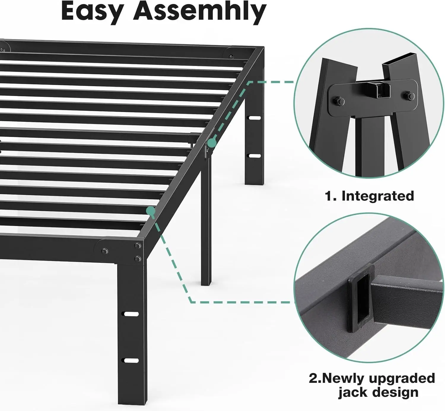 

Sweetcrisp Full Bed Frame - 14 H Metal Platform Bed Frames For With Storage Space Under Base, Sturdy Steel Slat Support, No Box