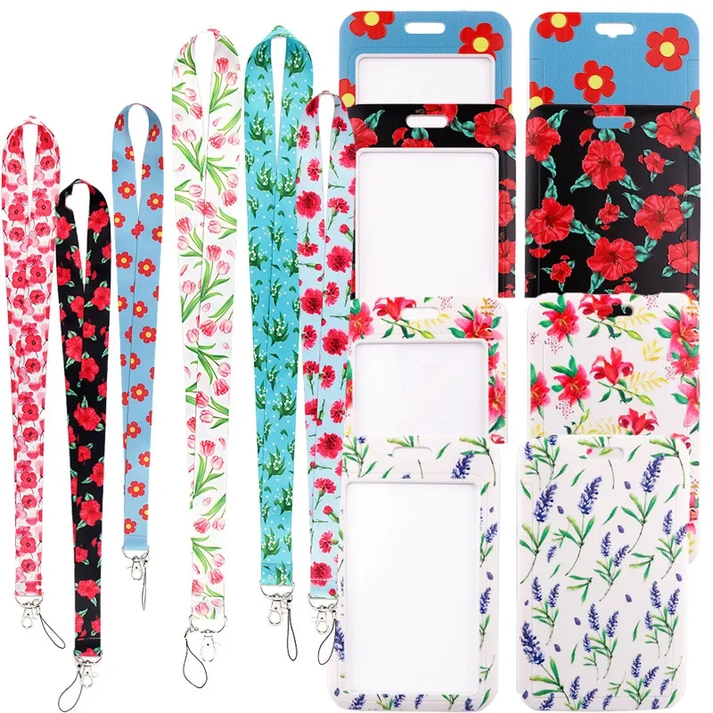 Rose Mobile Phone Rope Card Set Student Meal Card Bus Access Card Factory Brand Lavender Embossed Set