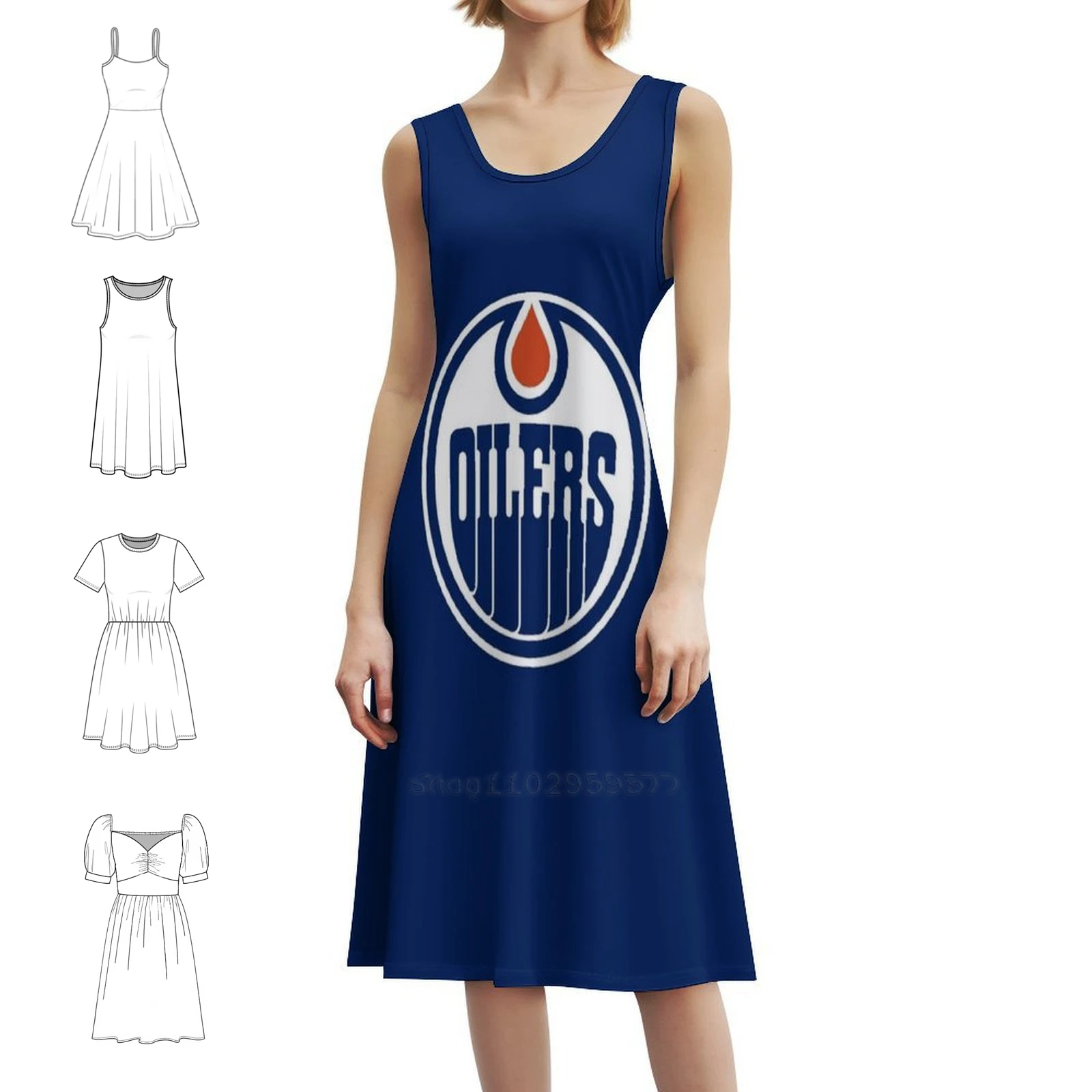 

Oilers-City Korean Style Casual Dress For Women Simple Daily Office Lady Dresses Edmonton Town Oilers Blue 2 City Women's Dress
