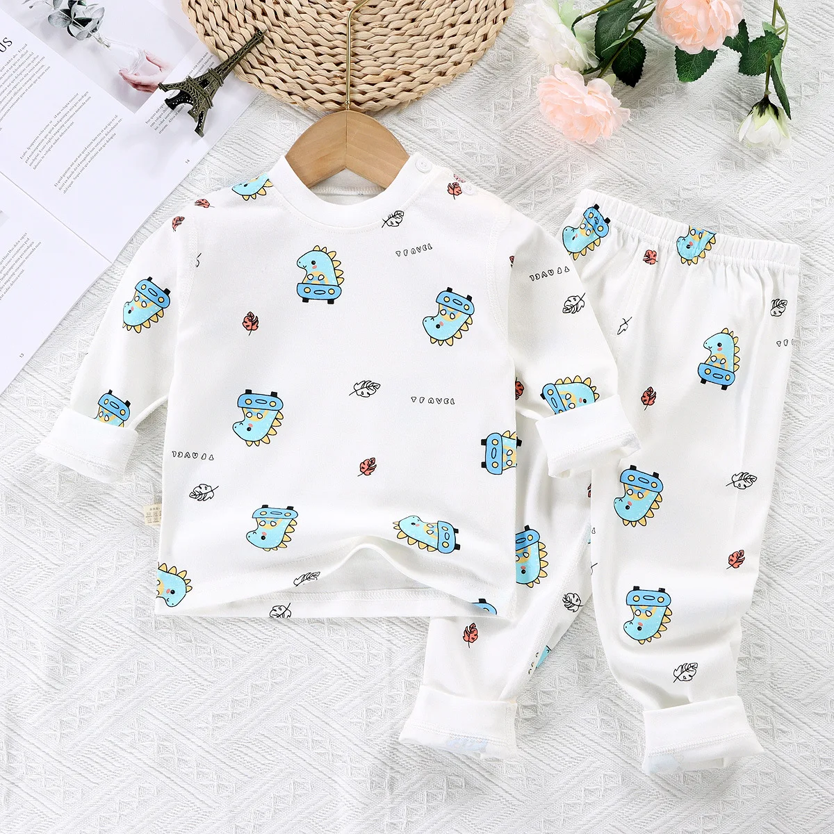 Spring Autumn Kids Clothes cotton soft Children Sets Boys Girls Sleepwear Underwear Christmas Gift