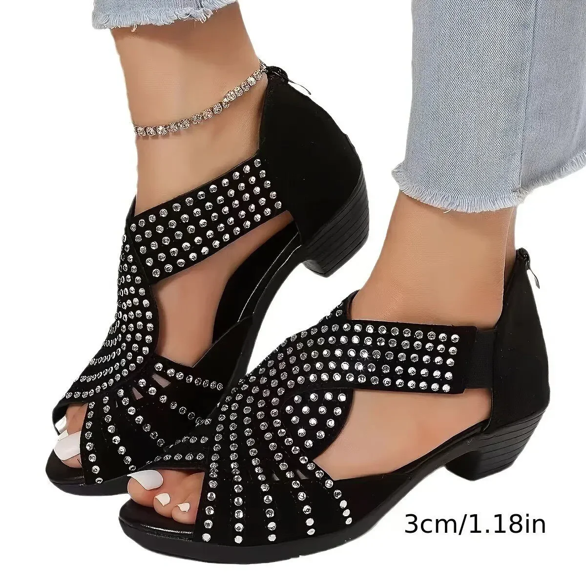 Damen Tanzschuhe Fischmaul High Heels Strass-Sandalen Europäisch-Amerikanischer Stil Bühnenauftritt Party Tanzschuhe – Detail 5