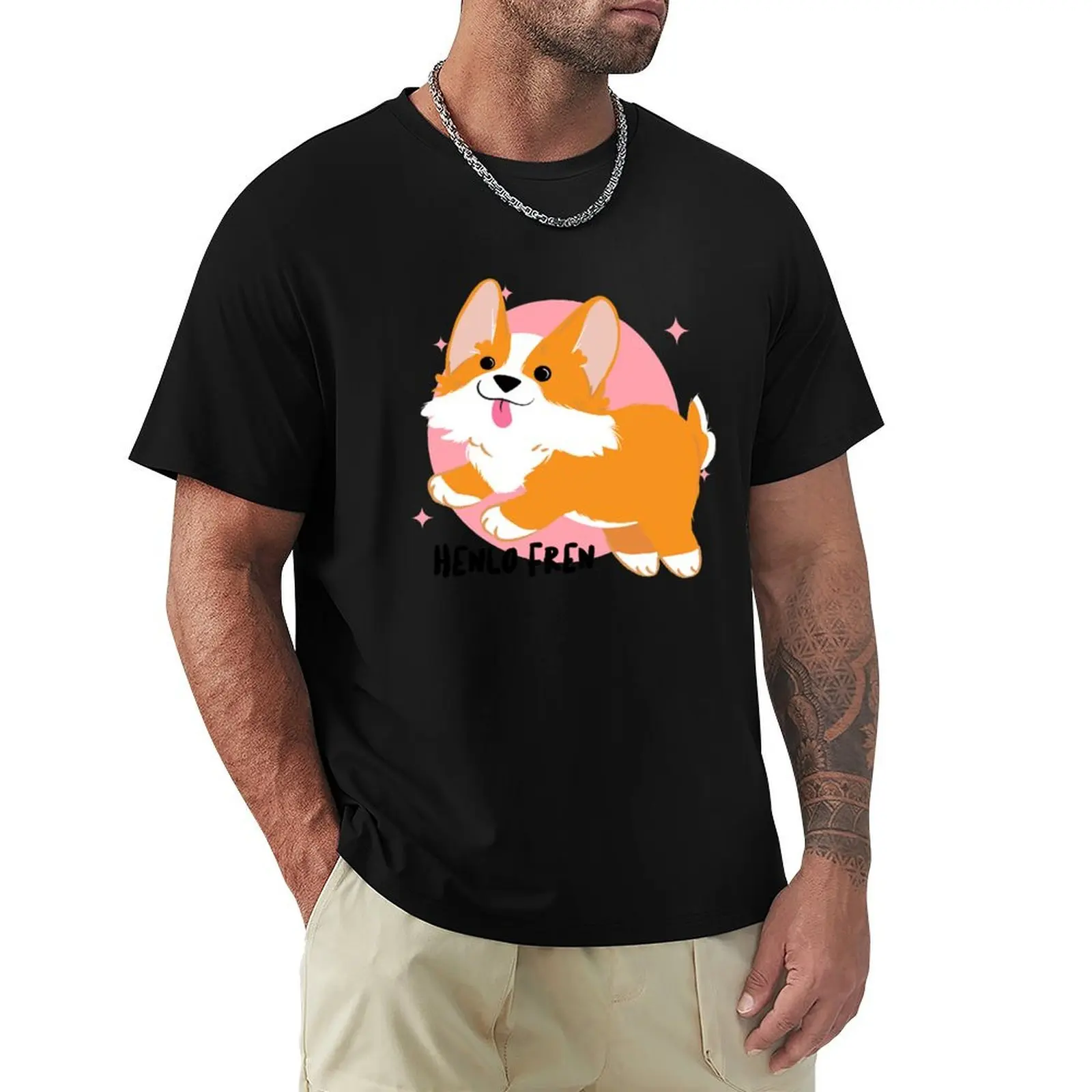 

Футболка Henlo Fren Corgi, рубашки с милой одеждой, мужская тренировочная рубашка