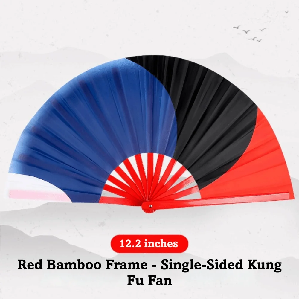 Double-Sided Tai Chi Fan Single Side Plastic Bone Performance Fan Smooth Opening Three Color Kung Fu Fan Stage Performance