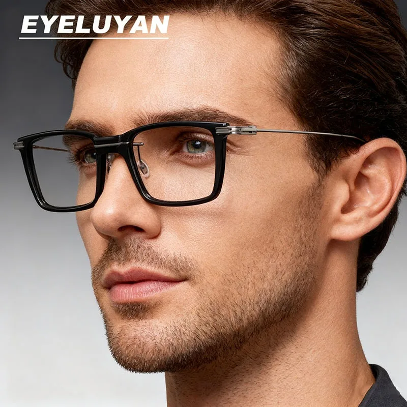 

EYELUYAN 158mm Large Size Eyewear Full-Rim Square Optical Glasses Frame Men Fashion Ultralight Prescription Eyeglass Frames