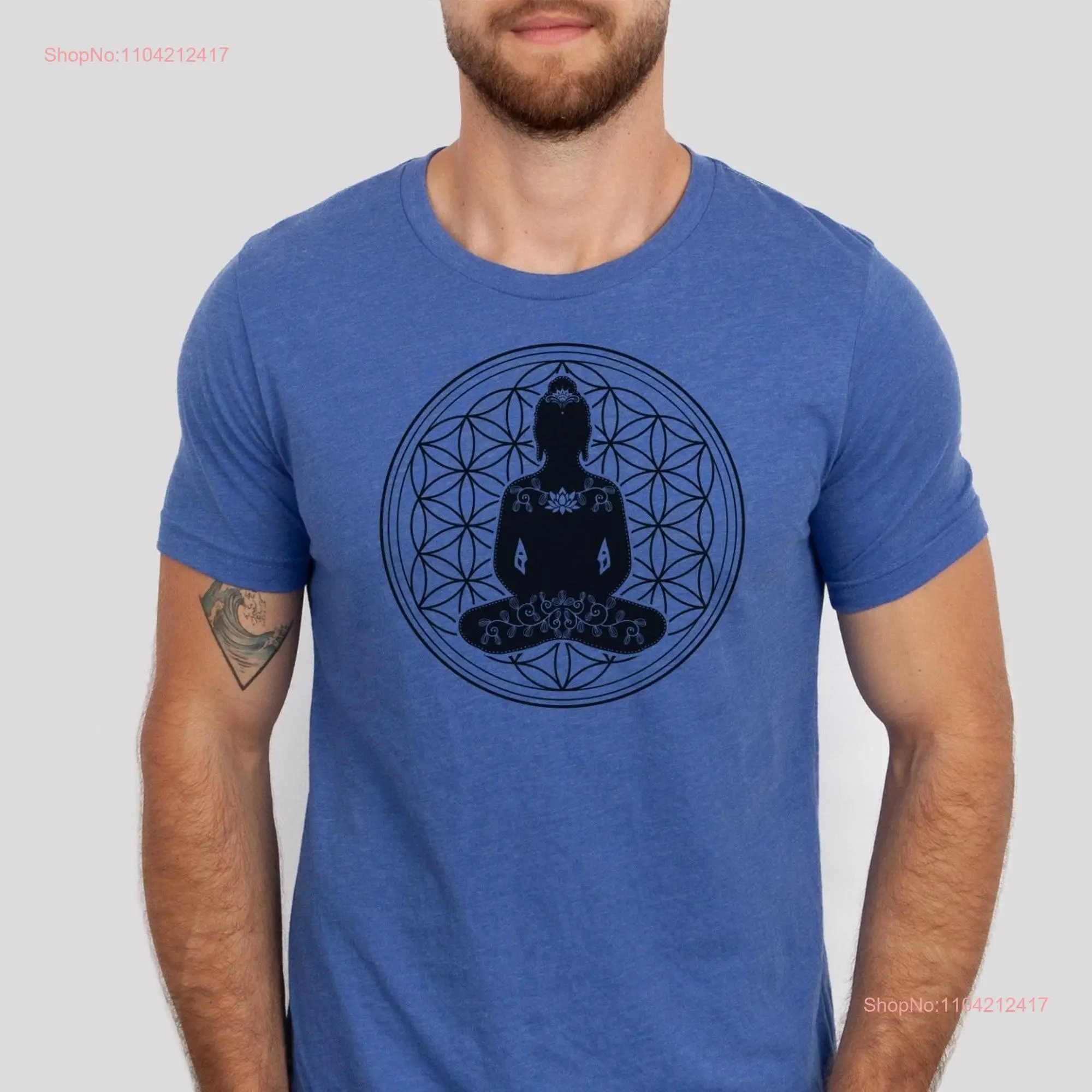 Flower of Life T Shirt Buddha Sacred Geometry Meditation Yoga Reiki long or short sleeves