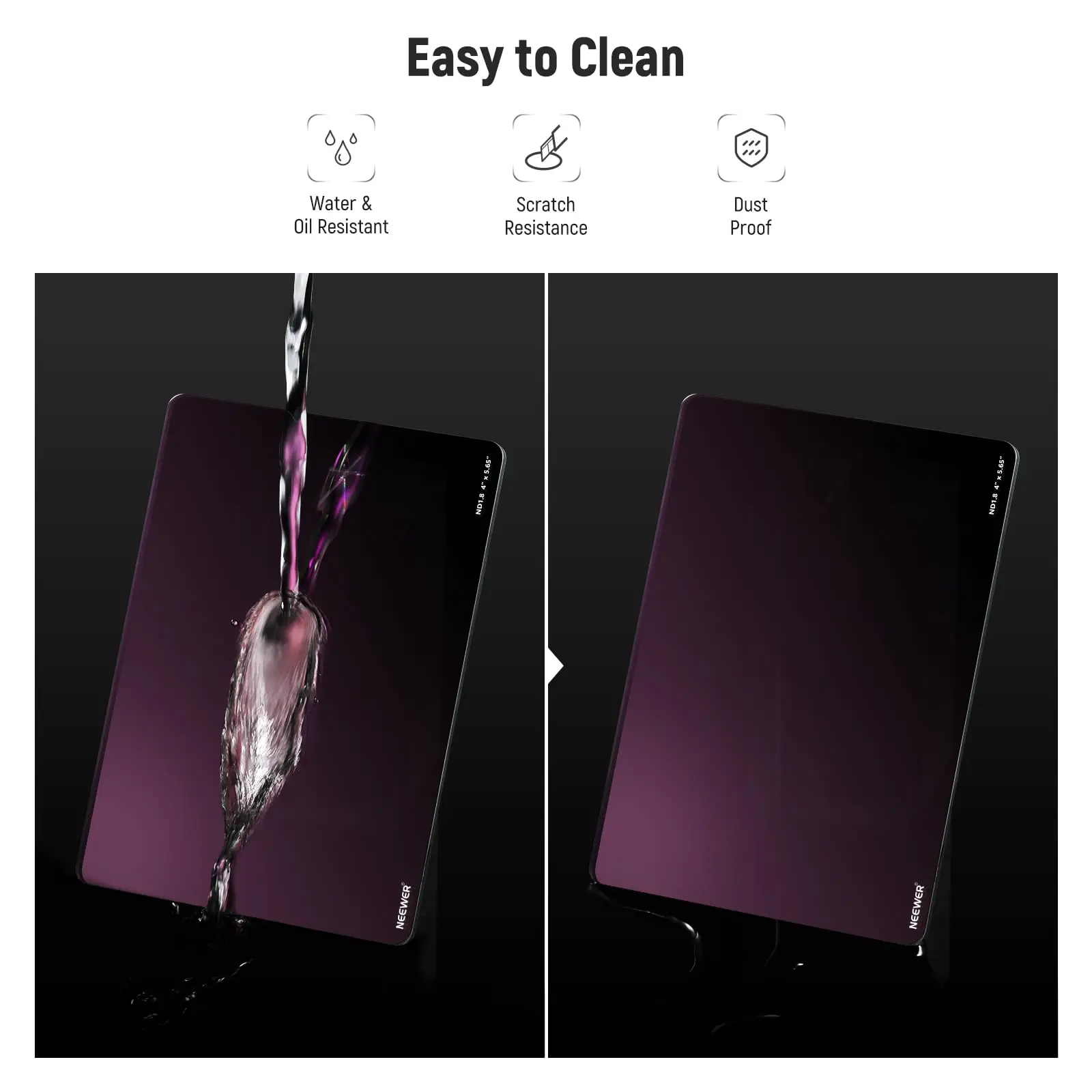 فلتر ND مربع ND0.9/1.2/1.8 (3/4/6 توقف) 4 بوصة × 5.65 بوصة فلتر سينما محايد الكثافة لمتوافق مع صندوق NEEWER غير اللامع