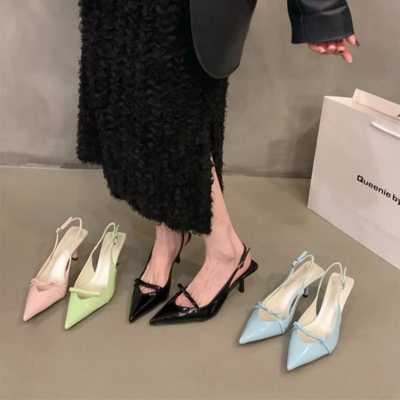 

Summer New Women Sandals Fashionable Pointed Toe Butterfly-knot Shoes Ladies Elegant High Heels Party Club Sandals Zapatos Mujer