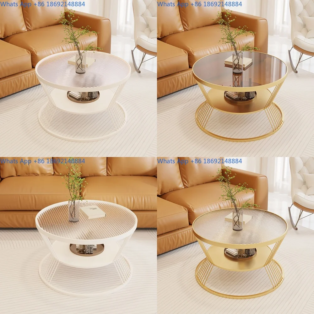 

Round Glass Coffee Table for Living Room Small Apartments Modern Tempered Glass Side Table Minimalist Home Decor Furniture