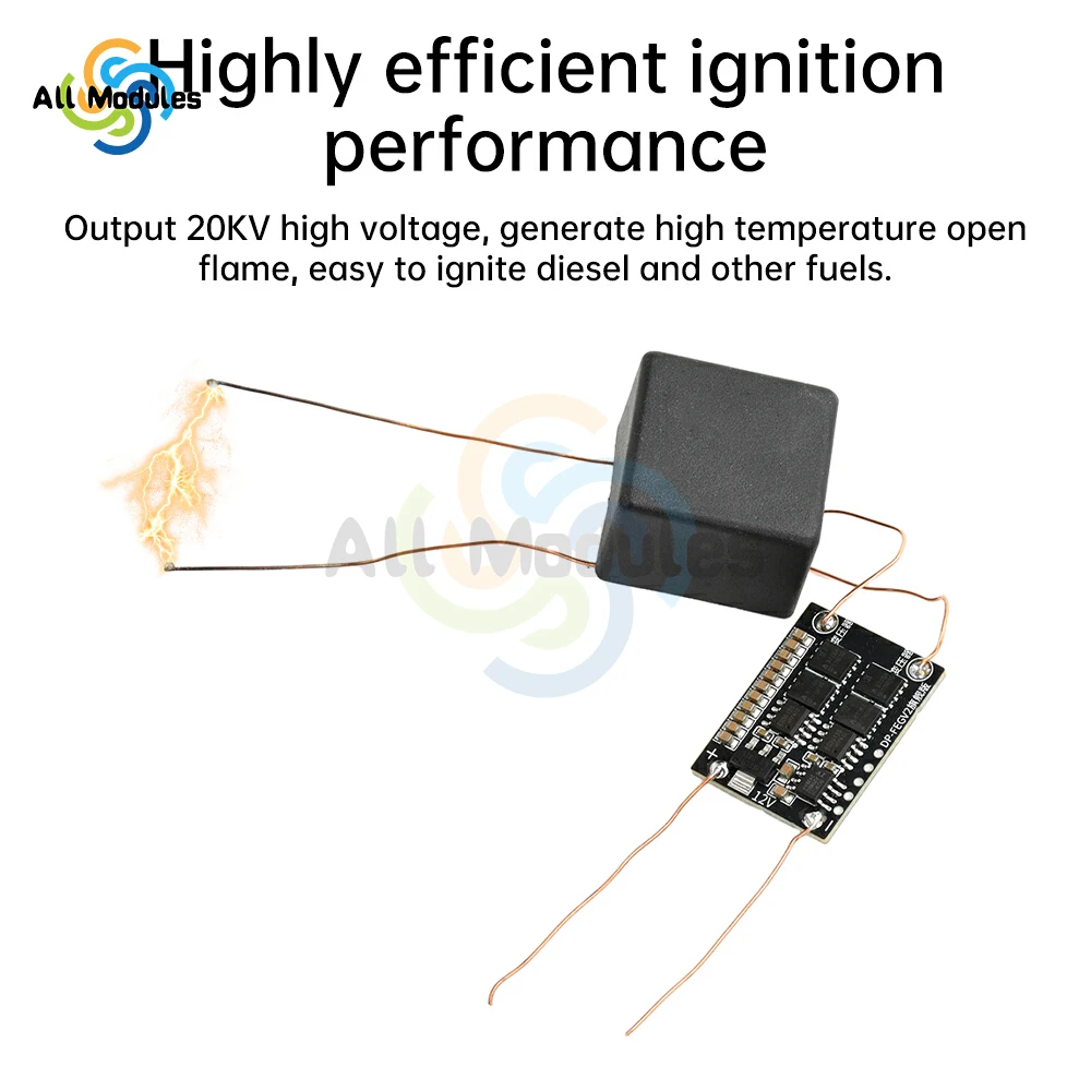 DC 4-12 В до AC 20 кВ Boost Spark Arc Модуль катушки зажигания Дуговый воспламенитель Высоковольтный модуль Плата драйвера Трансформаторная зажигалка