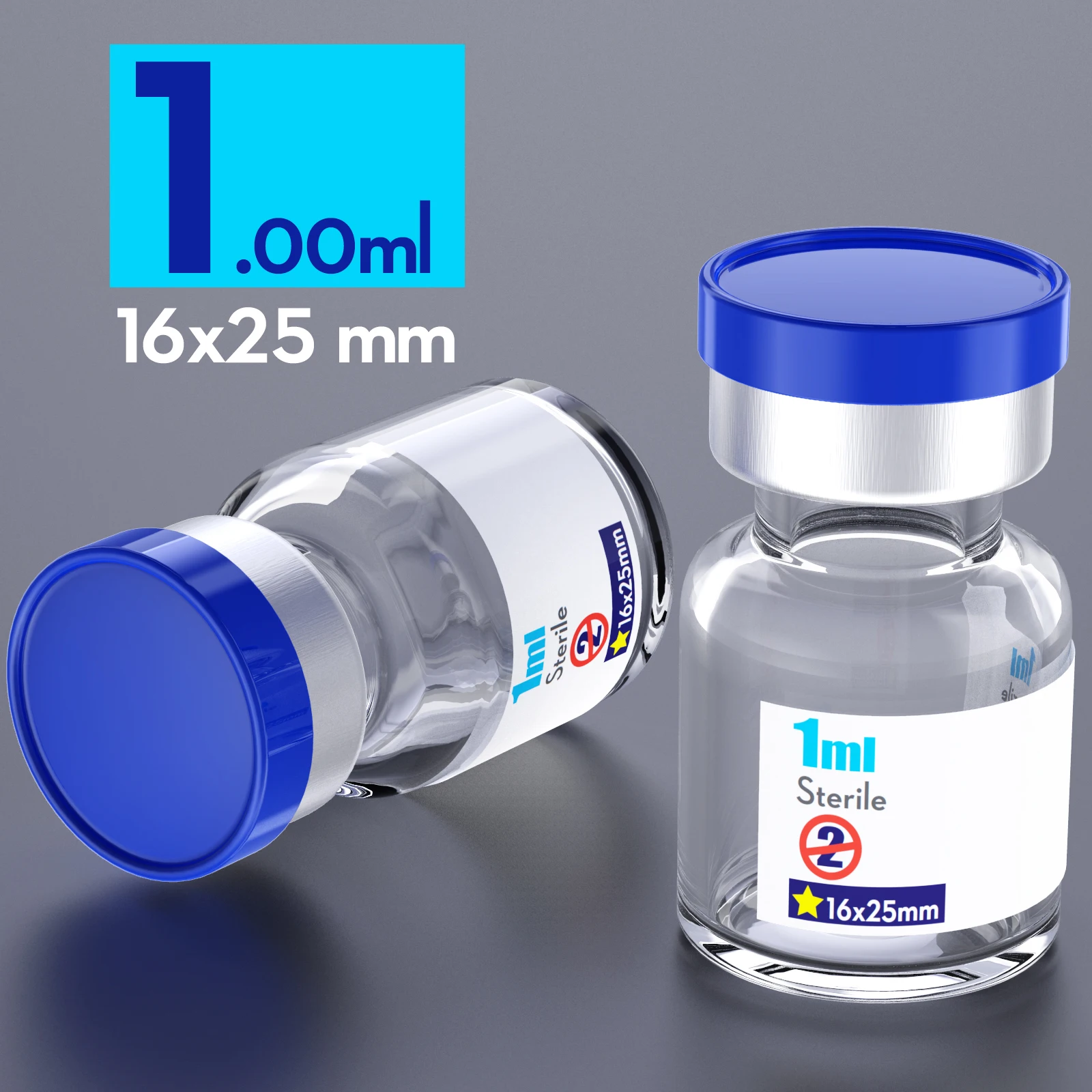 Ks-Tek Sterile Empty Vials with Self Healing Injection Port,with Flip Off Aluminum Cap,Sterile Package