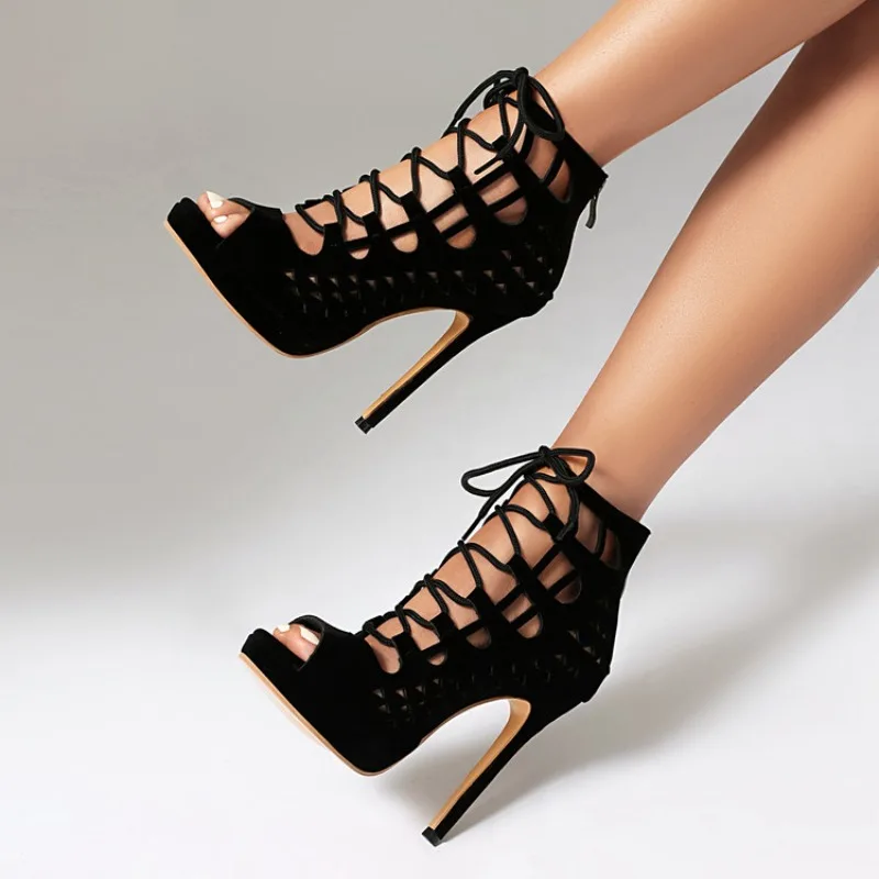 2026 Spring/Summer New Style Women's Open-Back Cross-Strap High Heel Pointed-Toe Fish Mouth Sandals Available in Sizes 34 - 50 view 4