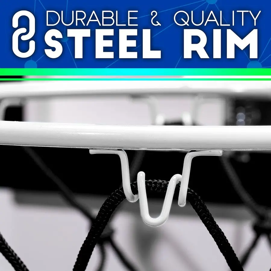 

Over The Door Indoor LED Basketball HoopsSteel Rim Mini BasketIncludes Ball and PumpLight Up Backboard