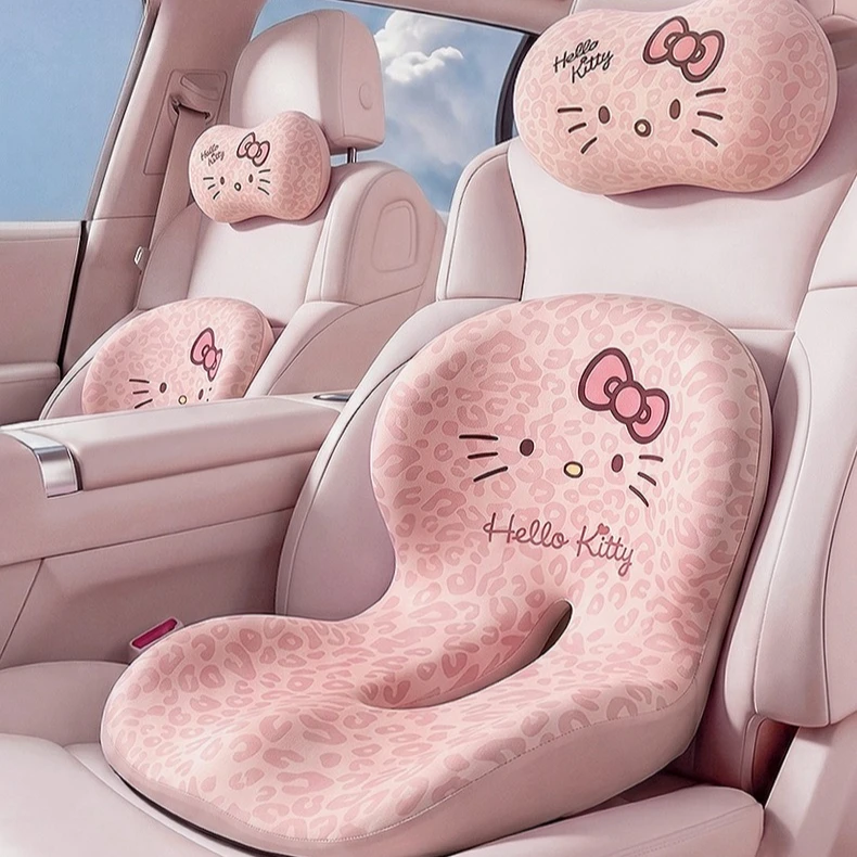 Hello Kitty All‑in‑One Seat & Backrest Cushion, Lumbar Support Pad for Long Sitting, Office Chair & Car Seat Waist Hip Protector