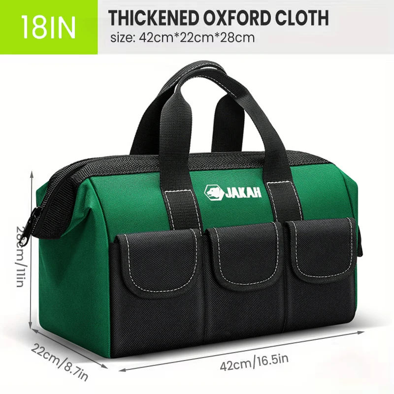 

Jakah Wide Mouth Heavy-Duty Tool Tote Bag - Spacious, Wear-Resistant & Organized for On-the-Go Convenience