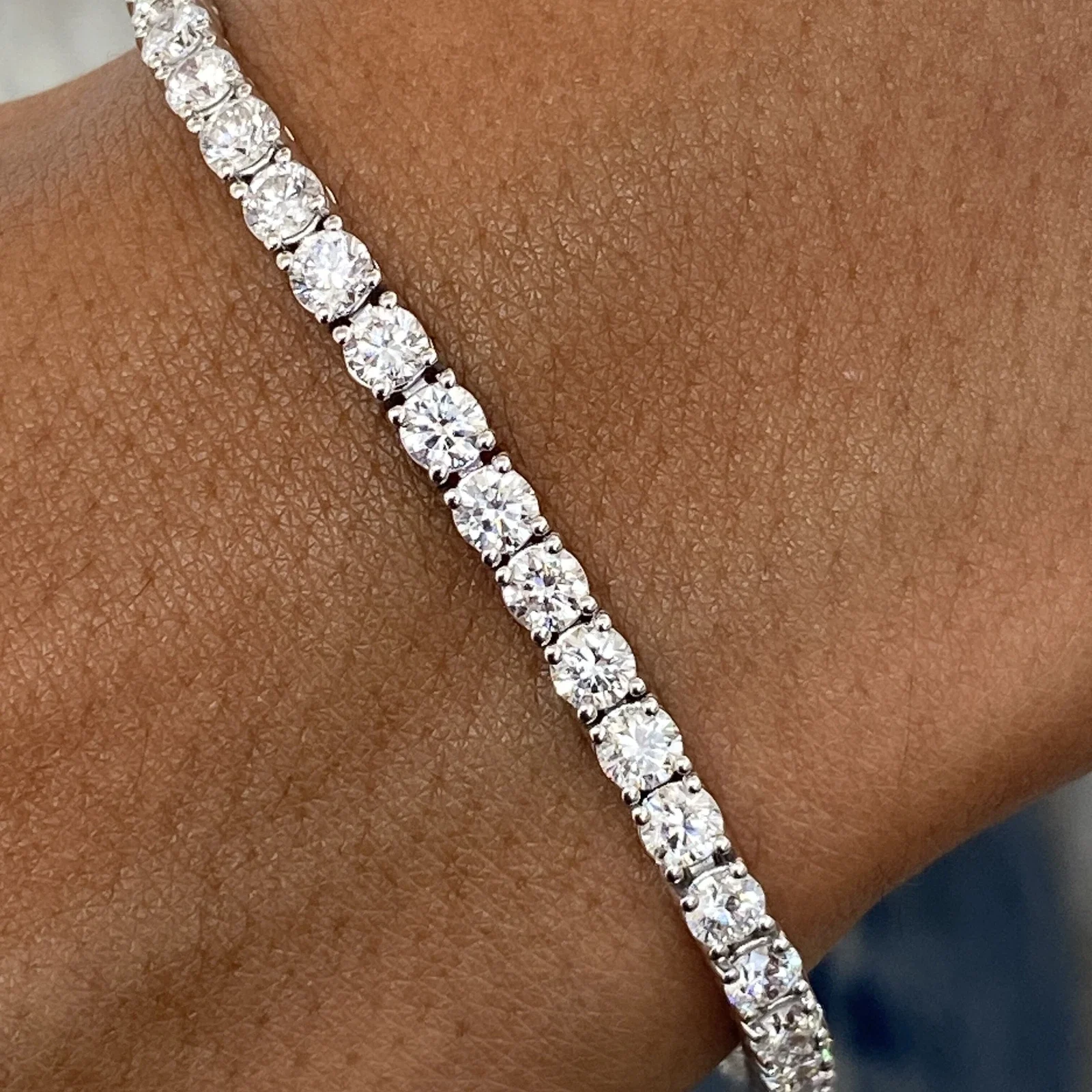 2.5mm 3mm 3.7mm Round Lab Grown Diamond HPHT Tennis Bracelet DEF VS‑VVS Platinum 950 Luxury Fine Full Eternity Diamond Bracelet