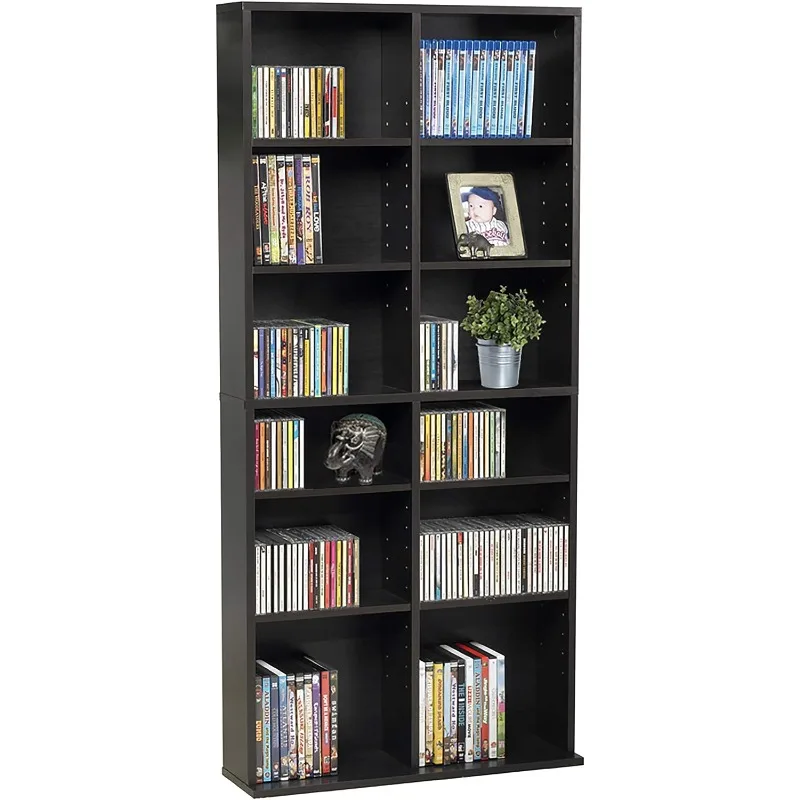 Armário Multimédia Ajustável Atlantic Opar, Detém 464 CD, 228 CD, 276 Blu-rays,12 Prateleiras Ajustáveis e 4 Fixas, PN em Espresso
