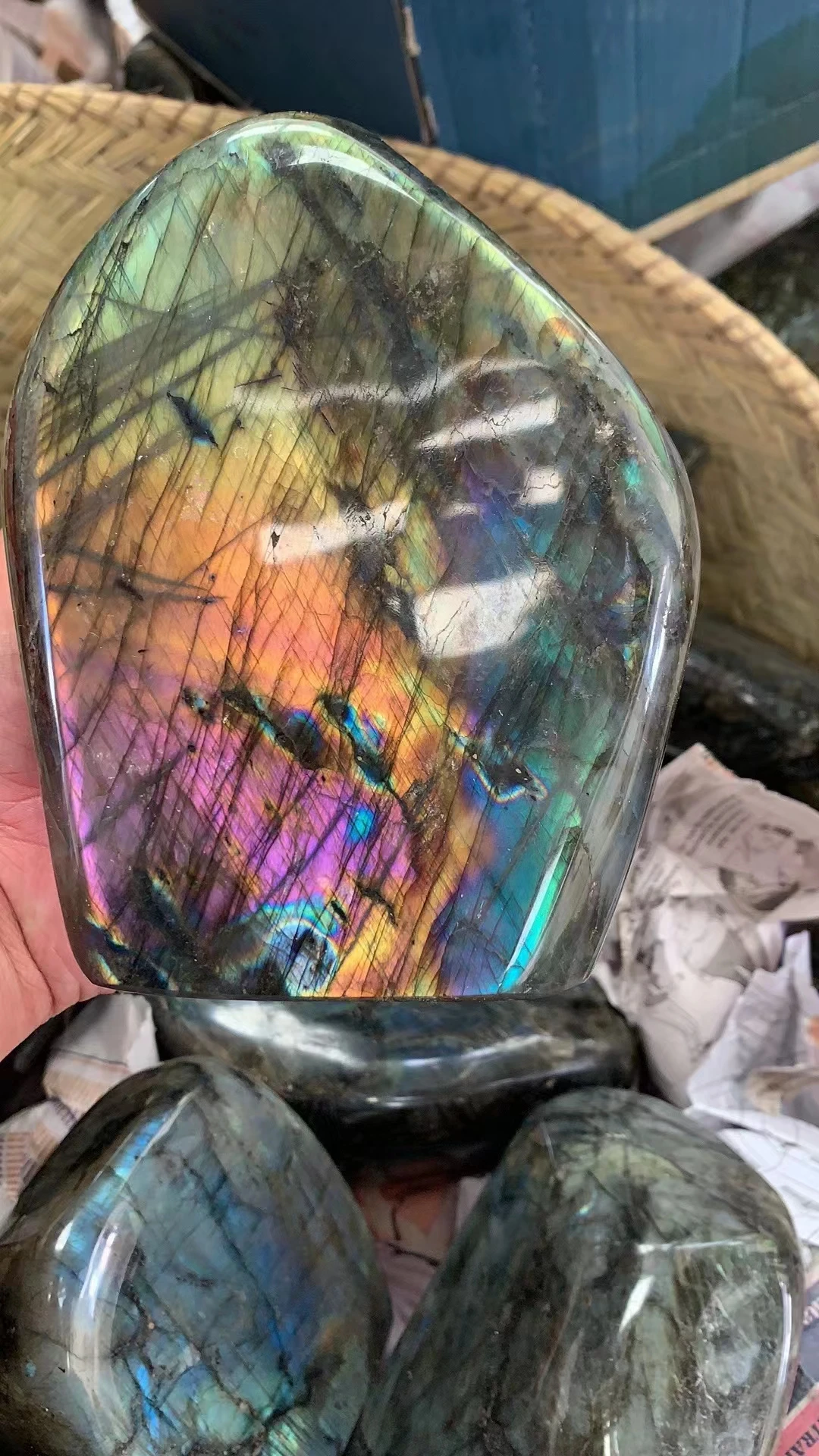 100g-1600g Natural Crystal Blue and violet Moonstone Raw Gemstone Ornament Polished Quartz Labradorite Decorating Stone Healing - Image 4