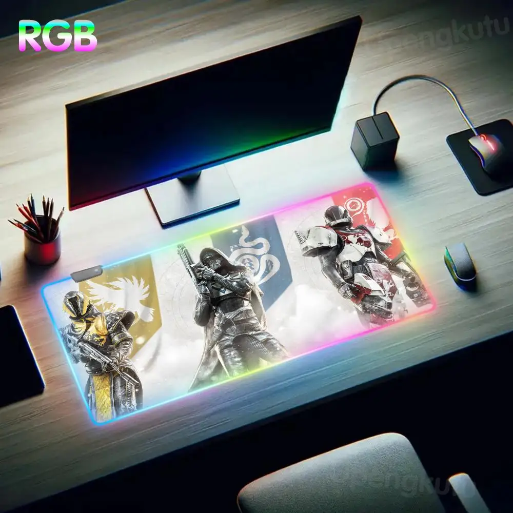 

D_destiny 2 Mouse Pad RGB Mouse Boyfriend Gift Pad LED Student Writing Pad Large Gamer Luminous Desk Durable Desktop Pad Mat