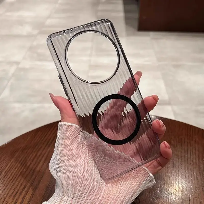 For Xiaomi 15 Ultra Case Magnetic Corrugated Frosted Transparent Ultra-thin PC Cover For Xiaomi15 Ultra Shockproof Bumper Funda