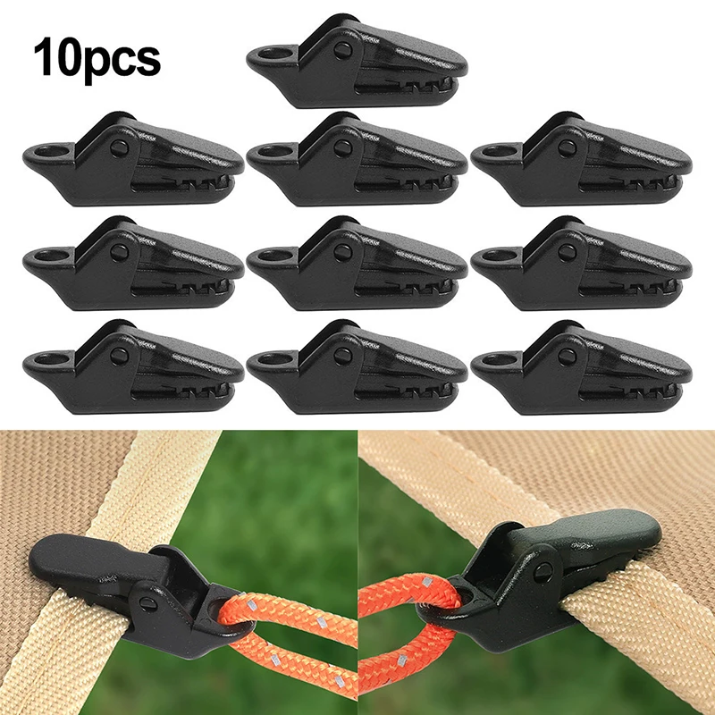 10pcs Sturdy Tent Clips Outdoor Tarpaulin Clips Anti-wind Fixed Camping Tent Clamp Clips Crocodile Clip Hook For Outdoor Camp