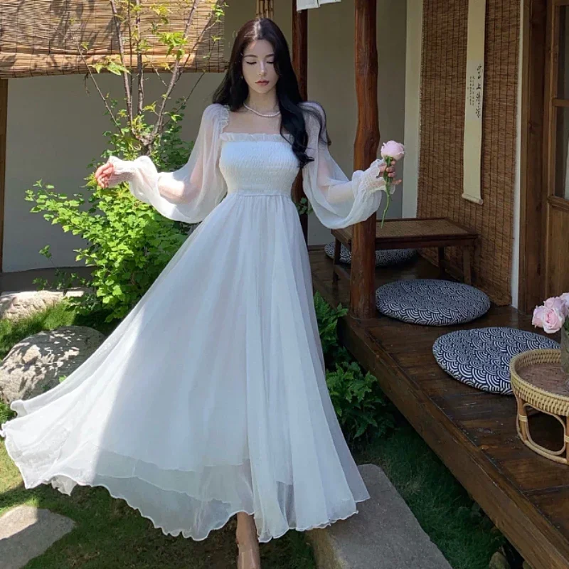 Dresses Women Clothing Long Gown Spring Holiday Tender Korean Style Banquet Elegant Casual Slouchy Popular Streetwear Chic New