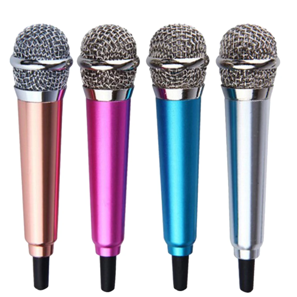 

4pcs Cell Phone Microphone Mini Microphone For Smartphone Pc Laptop K Song Recording Use Rosy Silver - 3.5Mm Audio