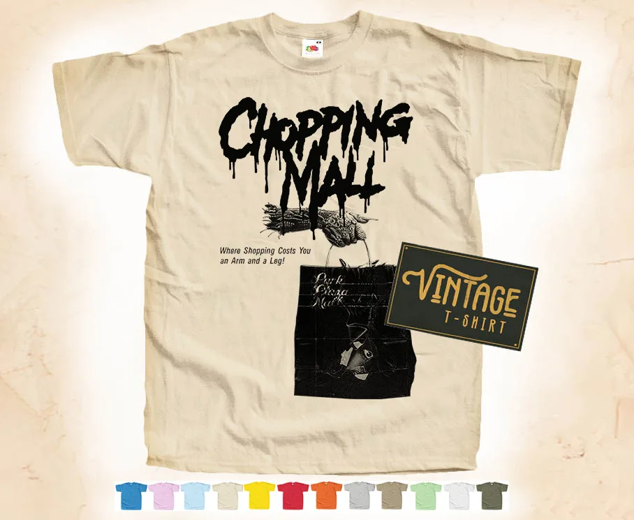 

BLACK Print: Chopping Mall V1 T shirt Natural VINTAGE Poster Cotton S-5XL