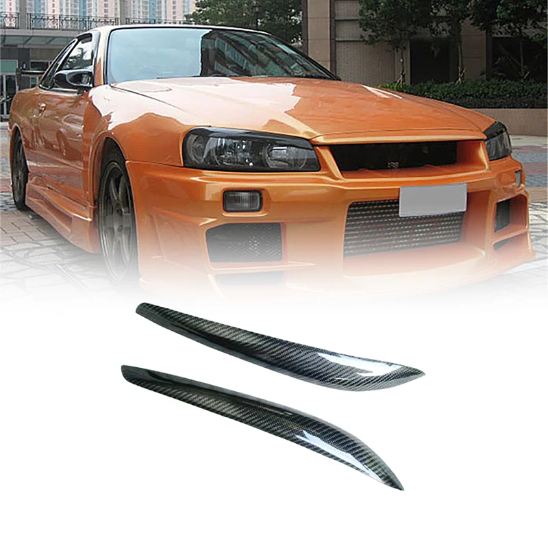 

For Nissan Skyline R34 Headlight Eyebrow Carbon/glass Fiber Honey comb carbon Trim Auto Exterior Accessories Styling trim