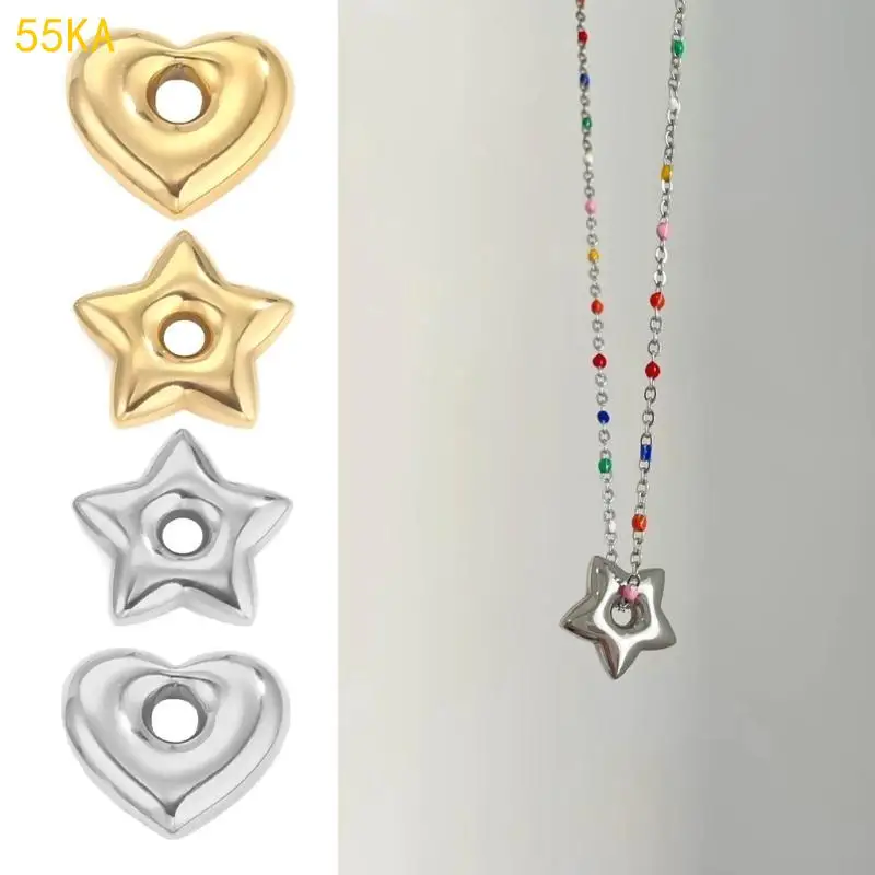 

Stainless Steel Spacer Beads Pendant Heart Star Charm for Jewelry Making Findings DIY Earring Necklaces Keychain Crafts 55KA