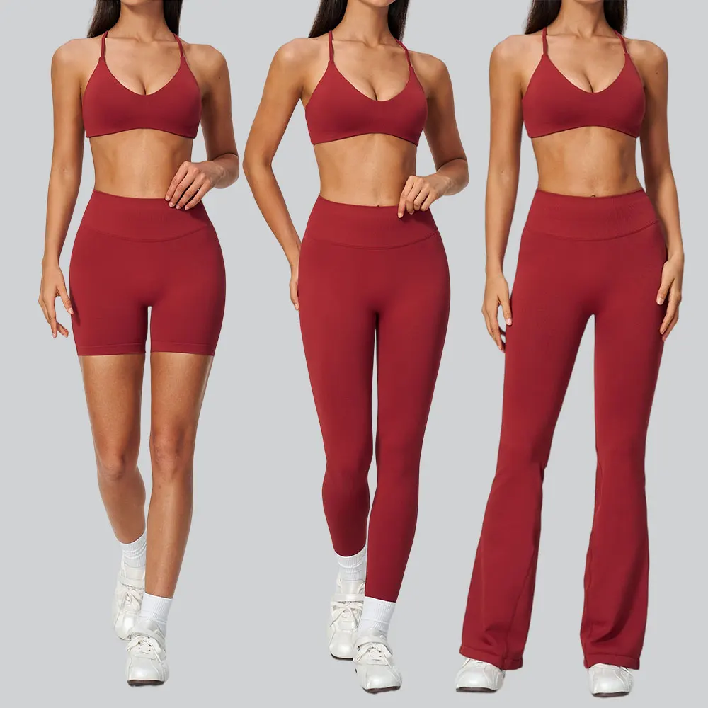 2PCS Sports Set Women Seamless Tracksuits Yoga Set Ribbed Gym Clothing Sports Bra High Waist Leggings Suit Workout Fitness Suits