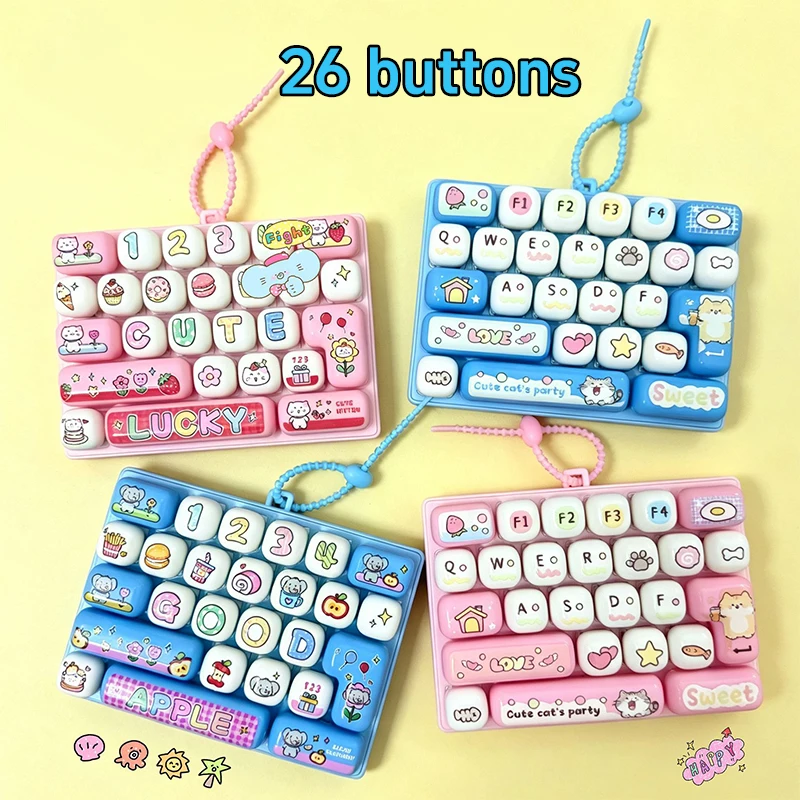 Cute Mini Keyboard Stress Reliever 26-key Mechanical Key Press Pendant Portable On-the-go Fidget Keychain For Boredom Relief