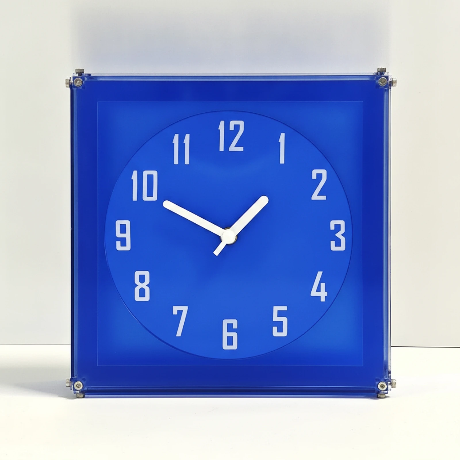 Square Acrylic Wall Clock Sleek Square Wall Clock with Blue Face Modern Minimalist for Study, Dining Room