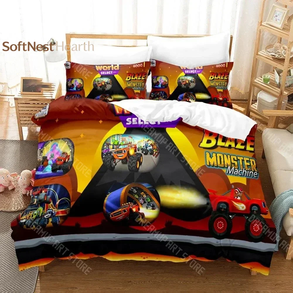 2026 3D Printed Blaze N Monster Machines Bedding Set Cartoon Duvet Cover Double Twin Full Queen King Adult Kid Bedclothes Quilt