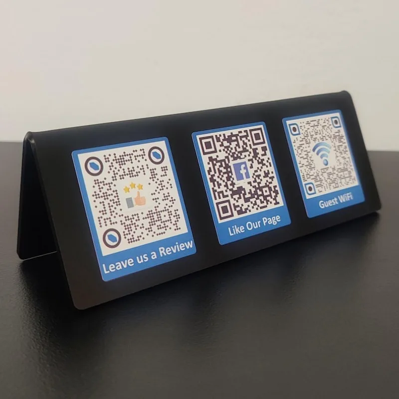 Custom Acrylic QR Code Stands for 3 Different Touchless Menu, WiFi, Review, Payment, signs, Price Display, Table Number Tent