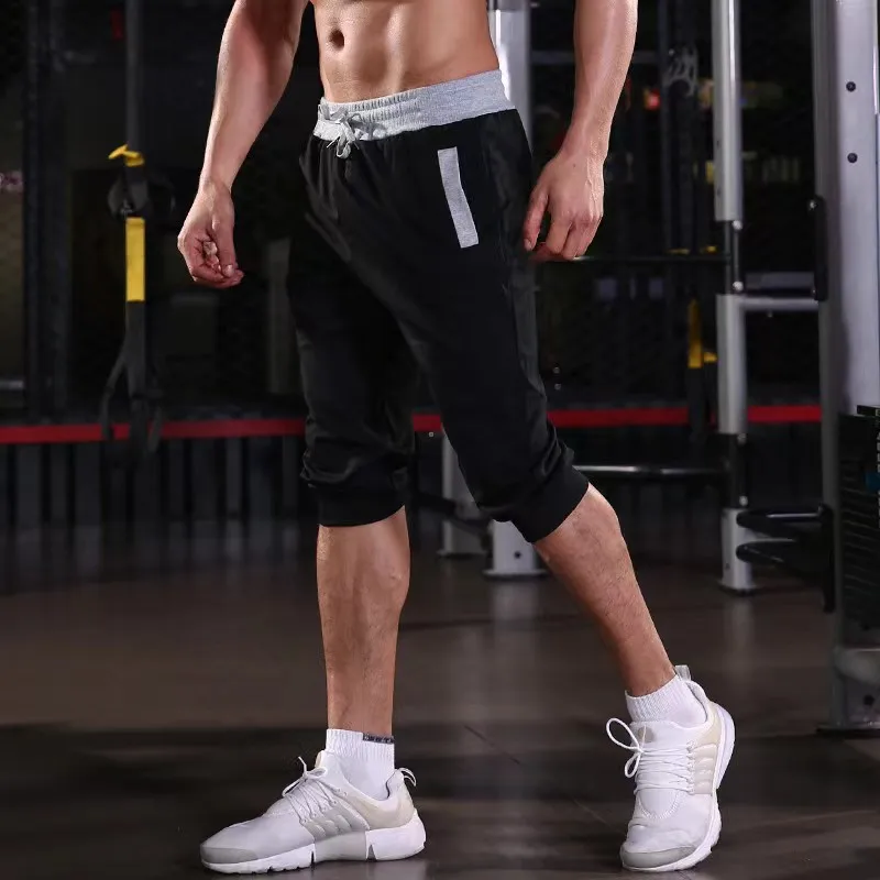 Men\'s Drawstring Sweatpants GYM Shorts Fashion Cargo Short Men Cropped Trousers Summer Beach Shorts Casual Jogging Track Pants