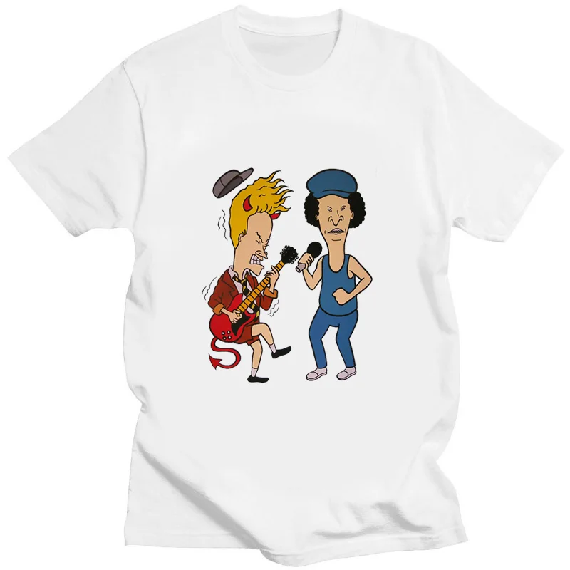 Beavis and Butthead Rock and Roll Print  Fashion Male Short-sleev Humor Creativity Casual Tshirt Men Summer Streetwear Tops Tee