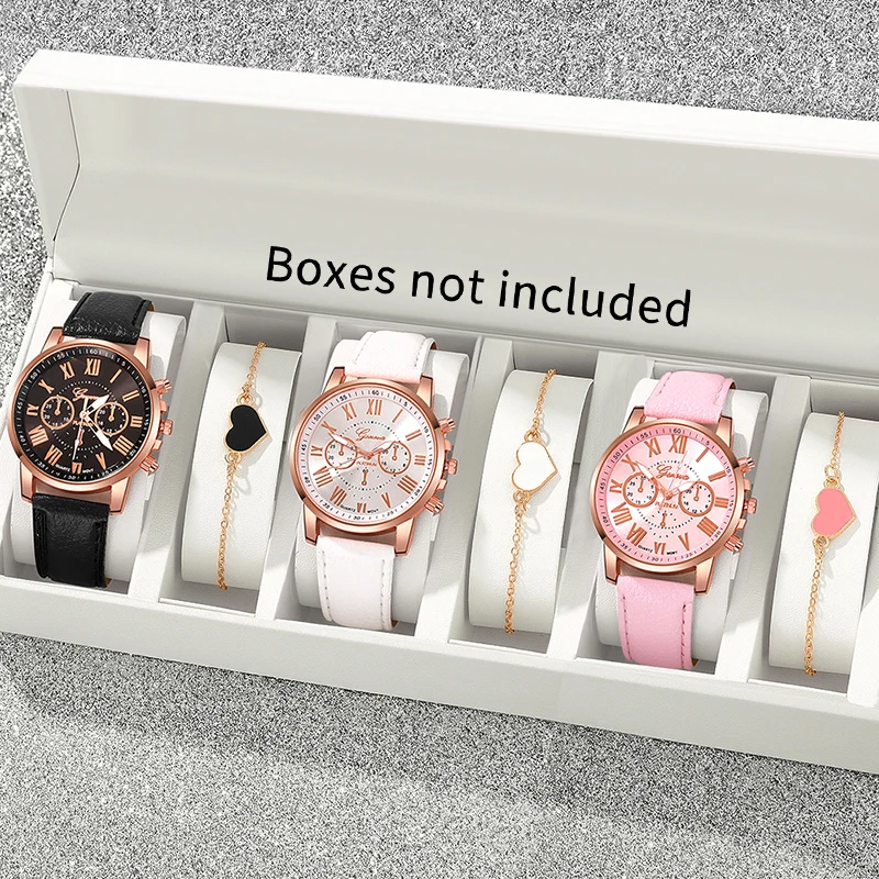 6PC Women's Watch Elegant Jewelry Set for Daily Dressing and Party Gifts to Family and Friends