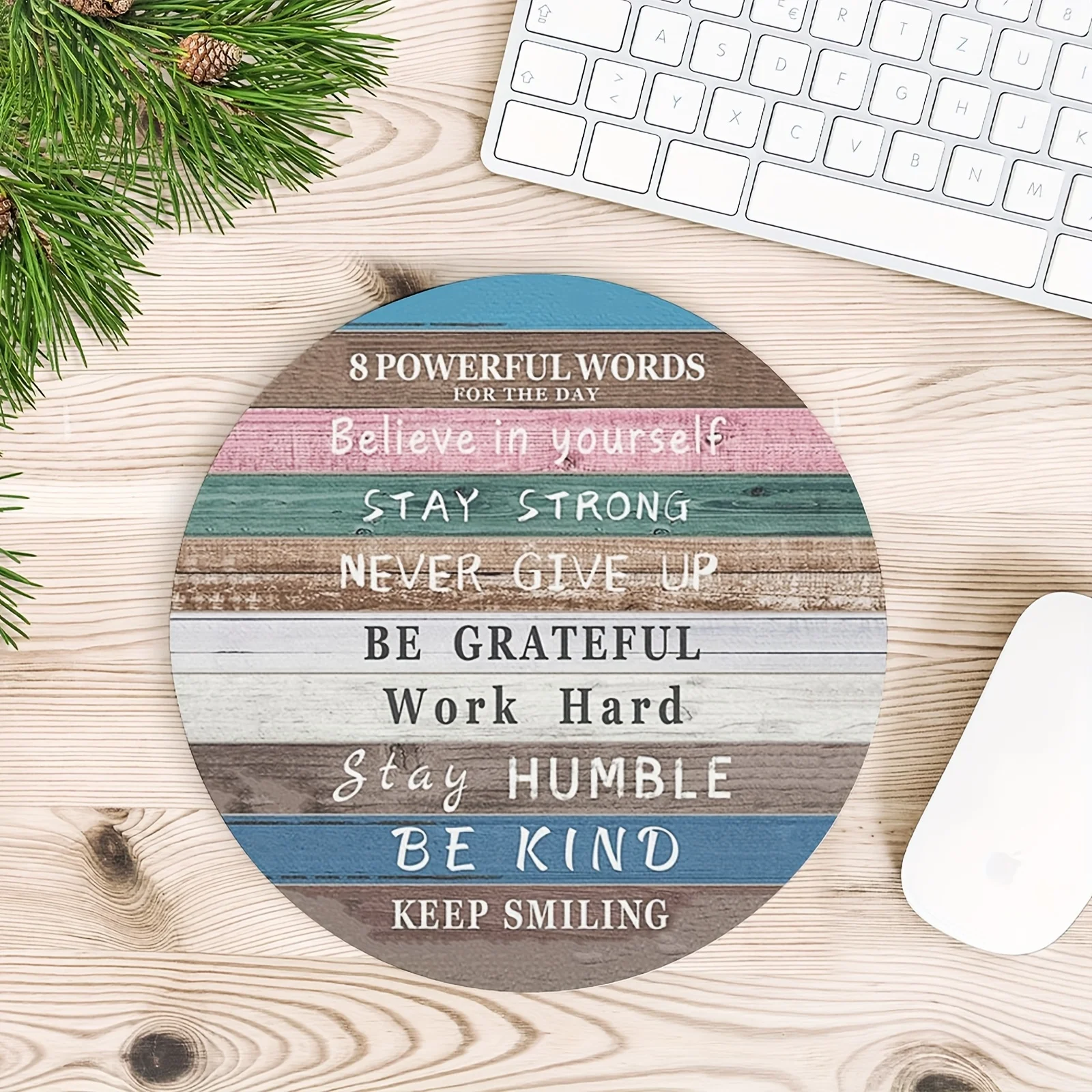 

Motivational Quotes Round Mouse Pad Non-Slip Rubber Desk Accessory Vintage Wood Office Homestuck Carpet Desk Covers Mousepad