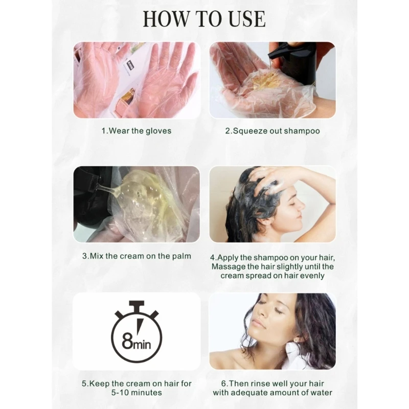 Farba do włosów kolorze czarnym, szampon do farbowania włosów, ekstrakt żeń-szenia do pokrycia siwych, białych włosów