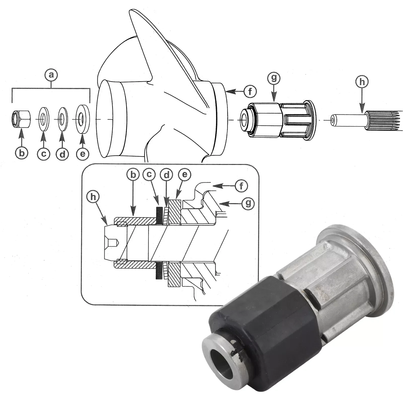 8M0101601 Flo-Torq SSR HD Hub Kit Use For Mercury Engine 225-400HP