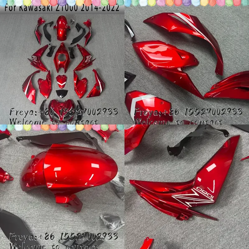 Spray-Ready Parts Plastic Components Motorcycle For Z1000 2014-2022 Models14-22 Red Fairing Kit Ready for Painting