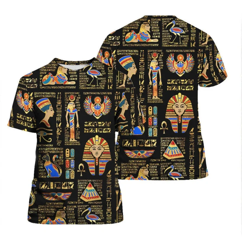 

Pharaoh Anubis Pattern T-Shirt For Men Ancient Egypt 3D Printed Tees Summer Casual Loose T Shirts Round Neck Tops Short Sleeves